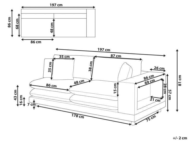 Sofa 2-osobowa szara Heden 1 szt.