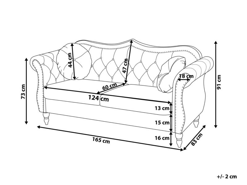 Sofa 2-osobowa welurowa burgundowa Skien 1 szt.