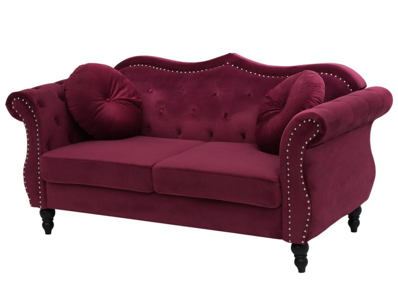 Sofa 2-osobowa welurowa burgundowa Skien 1 szt.