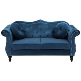 Sofa 2-osobowa welurowa ciemnoniebieska Skien 1 szt.
