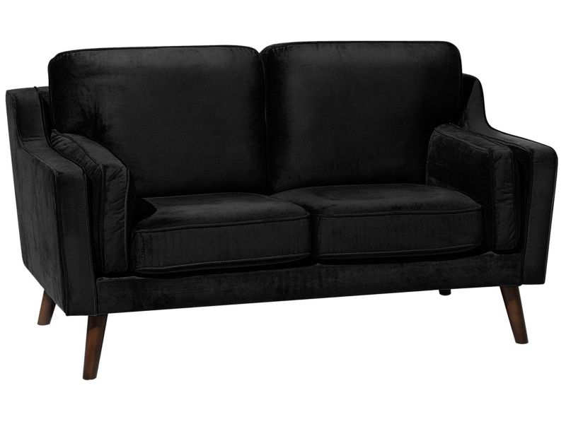 Sofa 2-osobowa welurowa czarna Lokka 1 szt.