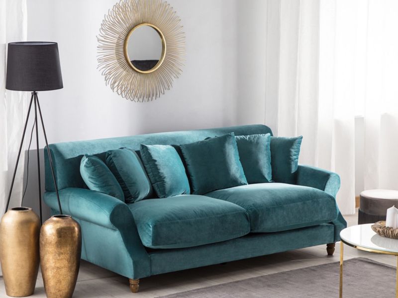 Sofa 2-osobowa welurowa lazurowa Eike 1 szt.