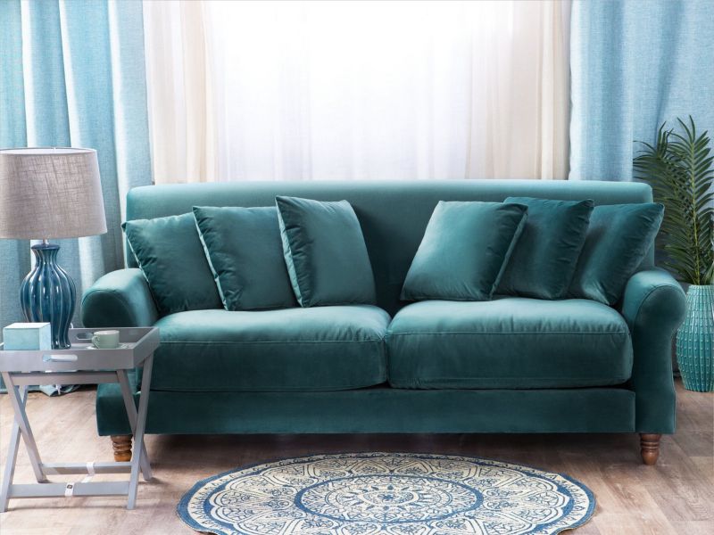 Sofa 2-osobowa welurowa lazurowa Eike 1 szt.