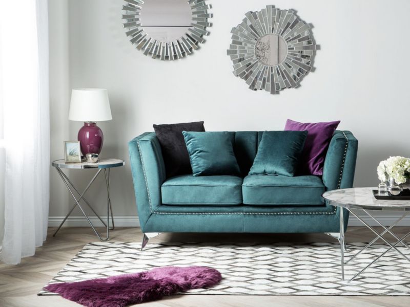 Sofa 2-osobowa welurowa lazurowa Gaula 1 szt.