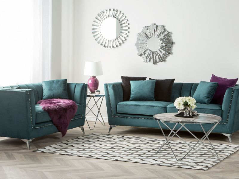 Sofa 2-osobowa welurowa lazurowa Gaula 1 szt.