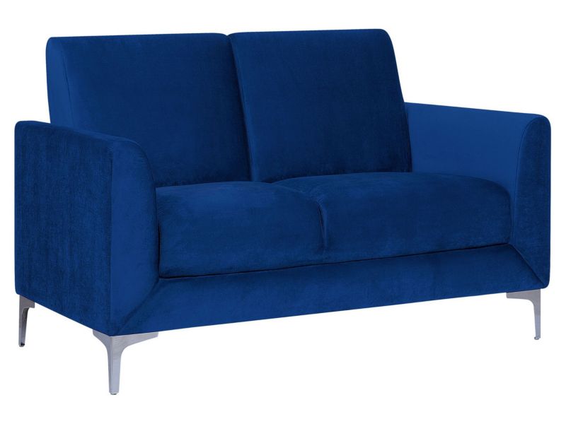 Sofa 2-osobowa welurowa niebieska Fenes 1 szt.