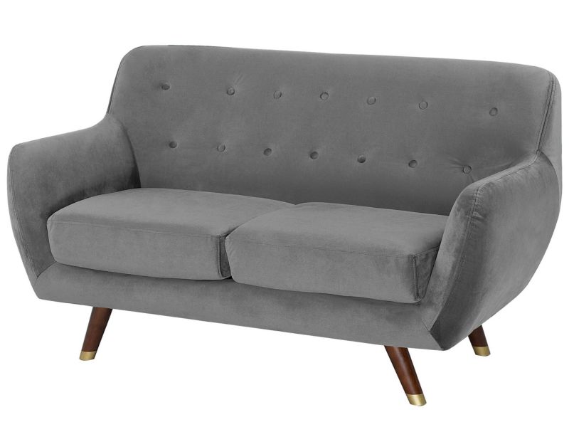 Sofa 2-osobowa welurowa szara Bodo 1 szt.