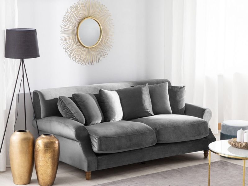 Sofa 2-osobowa welurowa szara Eike 1 szt.