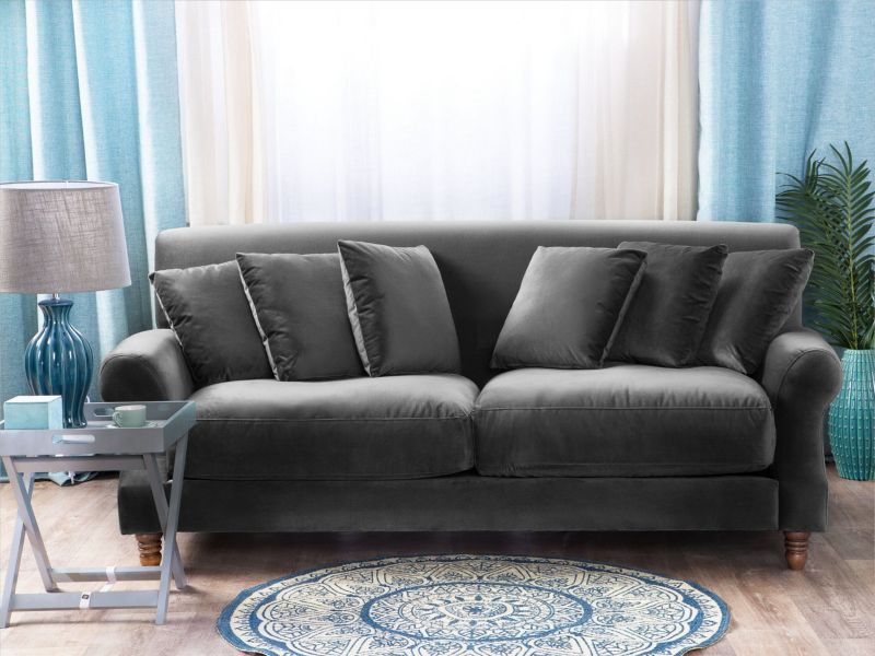 Sofa 2-osobowa welurowa szara Eike 1 szt.