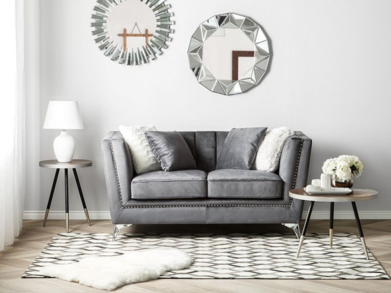 Sofa 2-osobowa welurowa szara Gaula 1 szt.