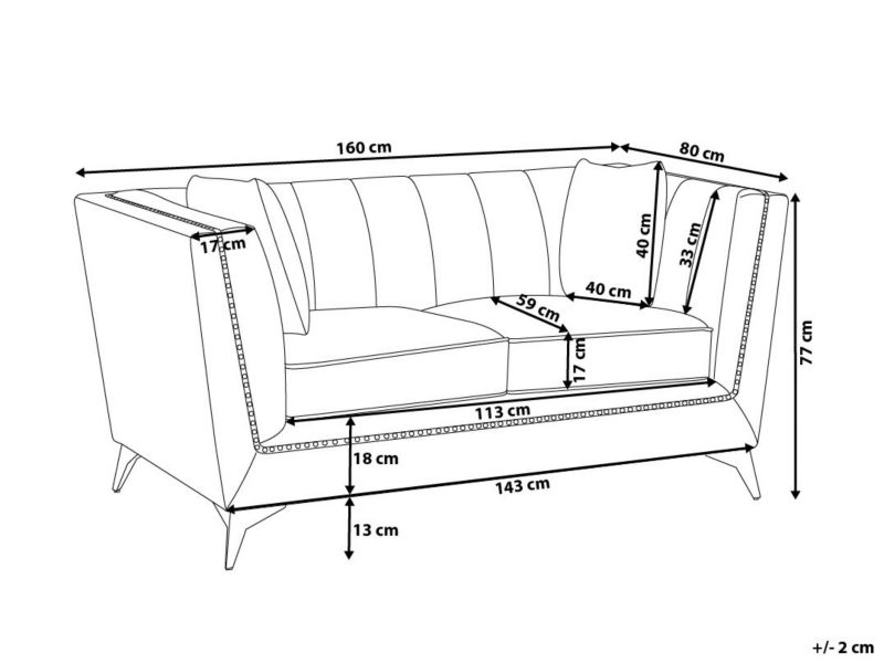 Sofa 2-osobowa welurowa szara Gaula 1 szt.