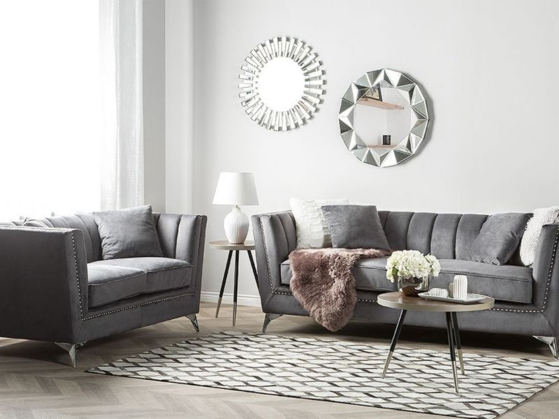 Sofa 2-osobowa welurowa szara Gaula 1 szt.