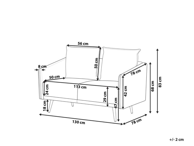 Sofa 2-osobowa welurowa szara Maura 1 szt.
