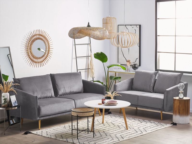 Sofa 2-osobowa welurowa szara Maura 1 szt.