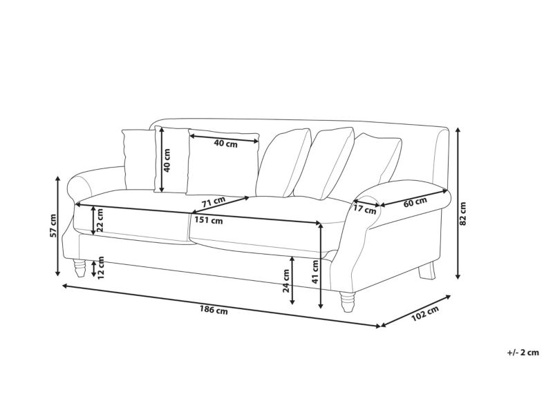 Sofa 2-osobowa welurowa złamana biel Eike 1 szt.
