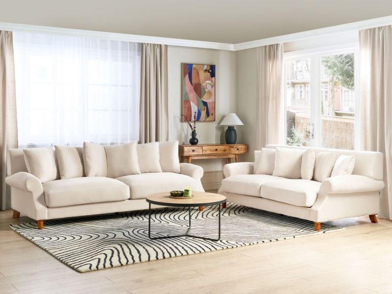 Sofa 2-osobowa welurowa złamana biel Eike 1 szt.