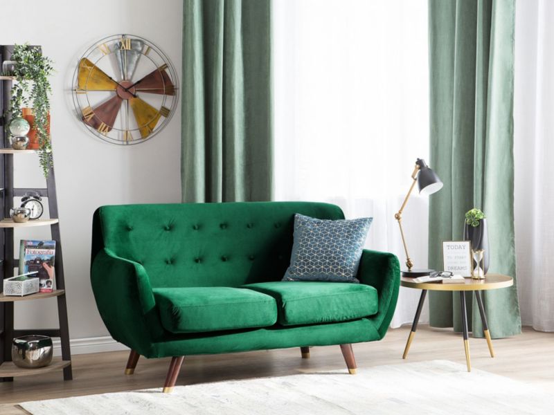 Sofa 2-osobowa welurowa zielona Bodo 1 szt.