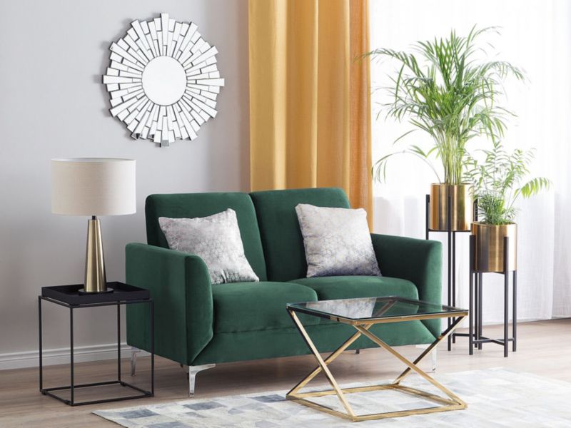 Sofa 2-osobowa welurowa zielona Fenes 1 szt.