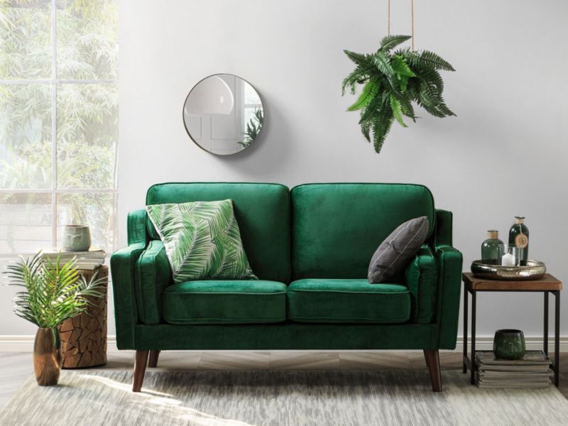 Sofa 2-osobowa welurowa zielona Lokka 1 szt.