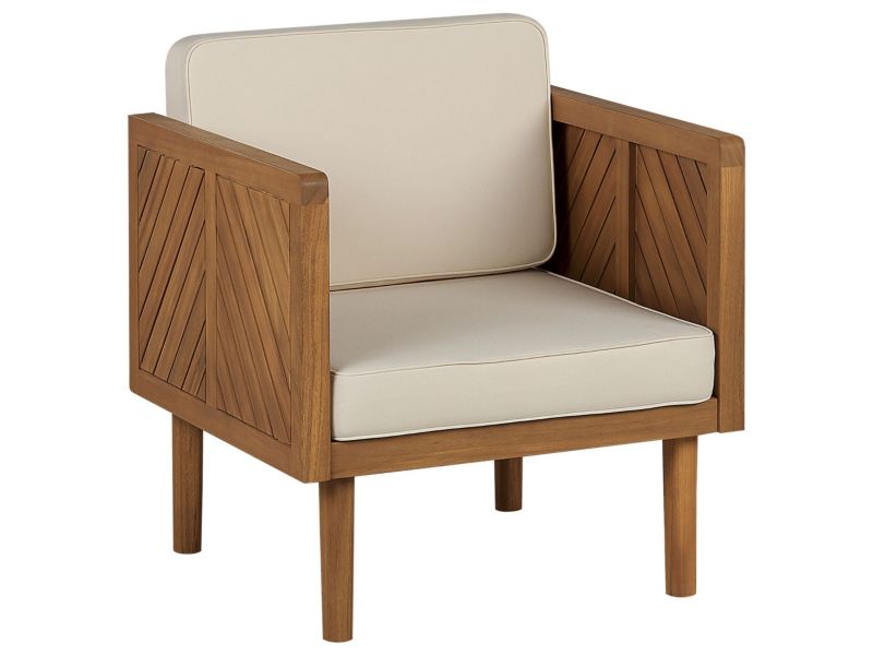 Sofa 2-osobowa z fotelami Baratti Drewno akacjowe Jasne drewno 1 kpl