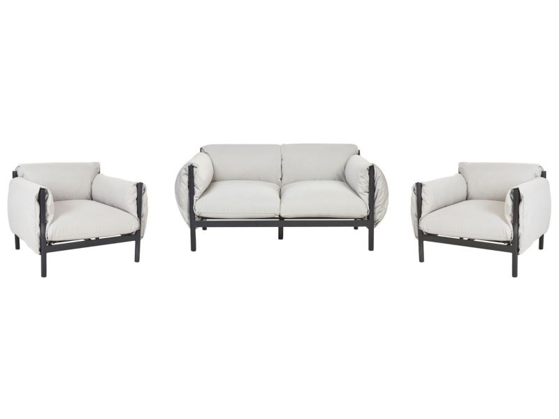 Sofa 2-osobowa z fotelami Esperia Metal Szary 1 kpl