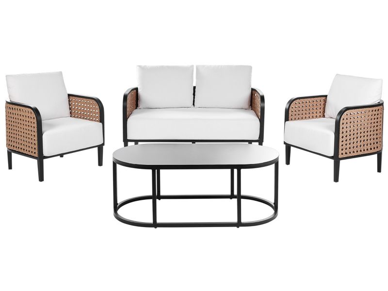 Sofa 2-osobowa z fotelami Montefalco Metal Biały 1 kpl