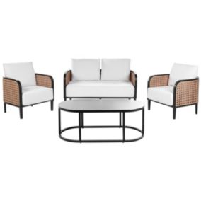 Sofa 2-osobowa z fotelami Montefalco Metal Biały 1 kpl