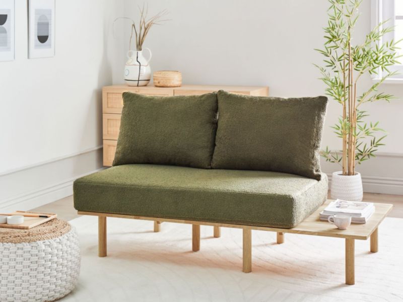 Sofa 2-osobowa ze stolikiem boucle ciemnozielona Salo 1 szt.