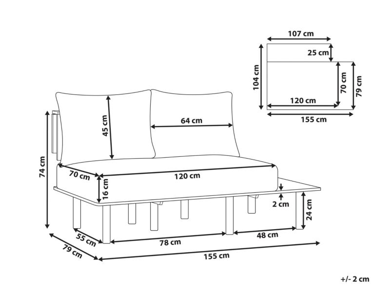 Sofa 2-osobowa ze stolikiem boucle ciemnozielona Salo 1 szt.