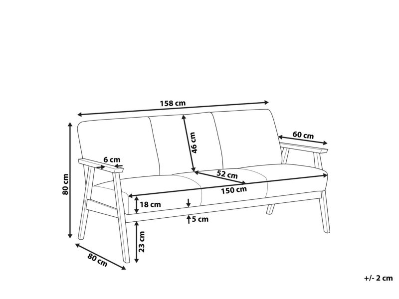 Sofa 3-osobowa brązowa Asnes 1 szt.