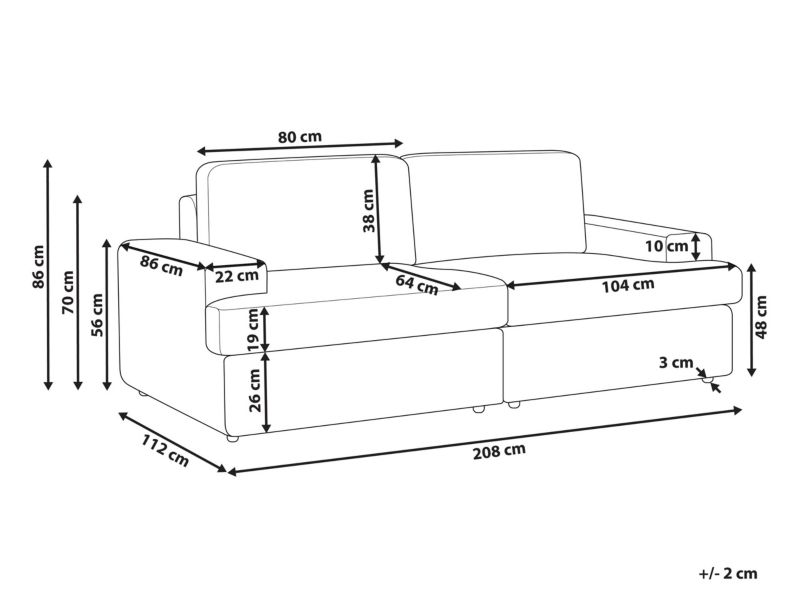 Sofa 3-osobowa brązowoszara Alla 1 szt.