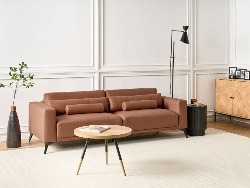 Sofa 3-osobowa ekoskóra brązowa Ange 1 szt.