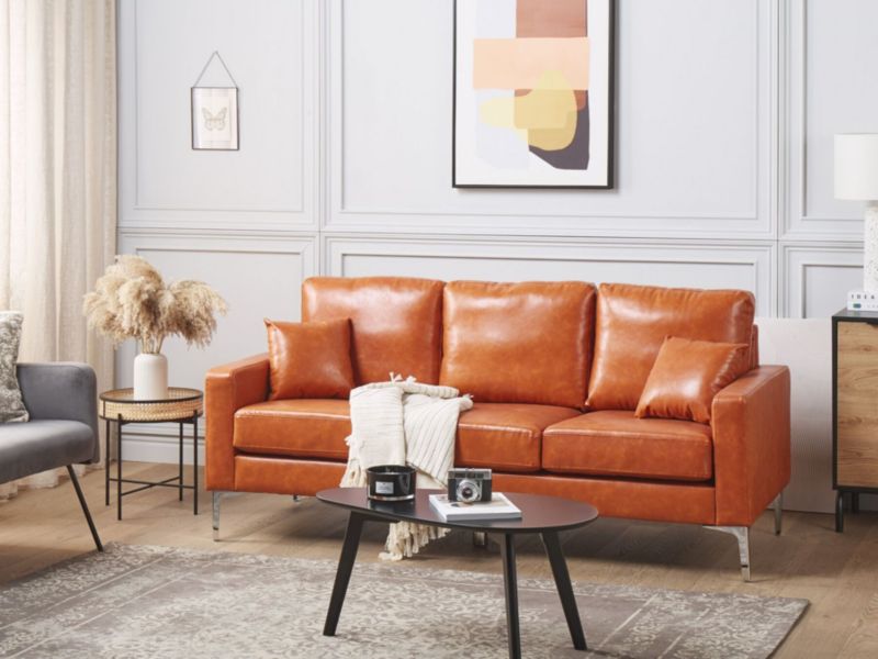 Sofa 3-osobowa ekoskóra brązowa Gavle 1 szt.