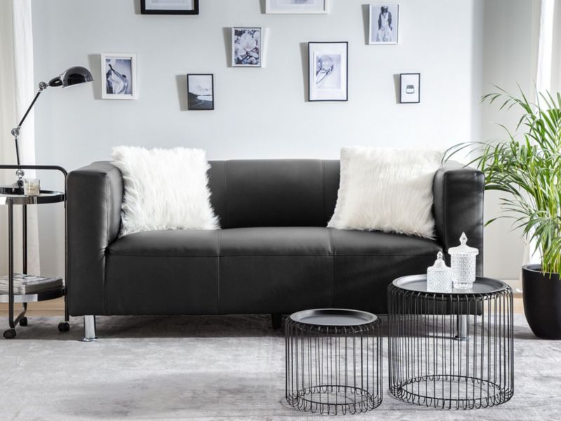 Sofa 3-osobowa ekoskóra czarna Floro 1 szt.