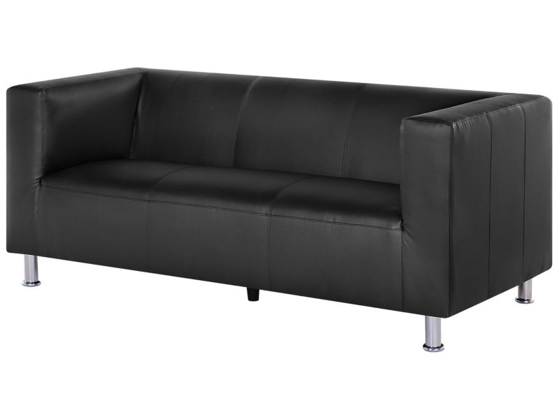 Sofa 3-osobowa ekoskóra czarna Floro 1 szt.
