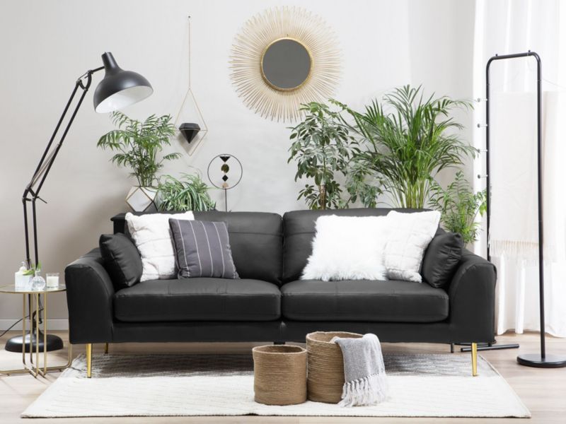 Sofa 3-osobowa ekoskóra czarna Torget 1 szt.