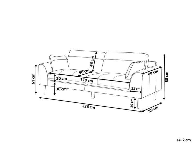 Sofa 3-osobowa ekoskóra czarna Torget 1 szt.
