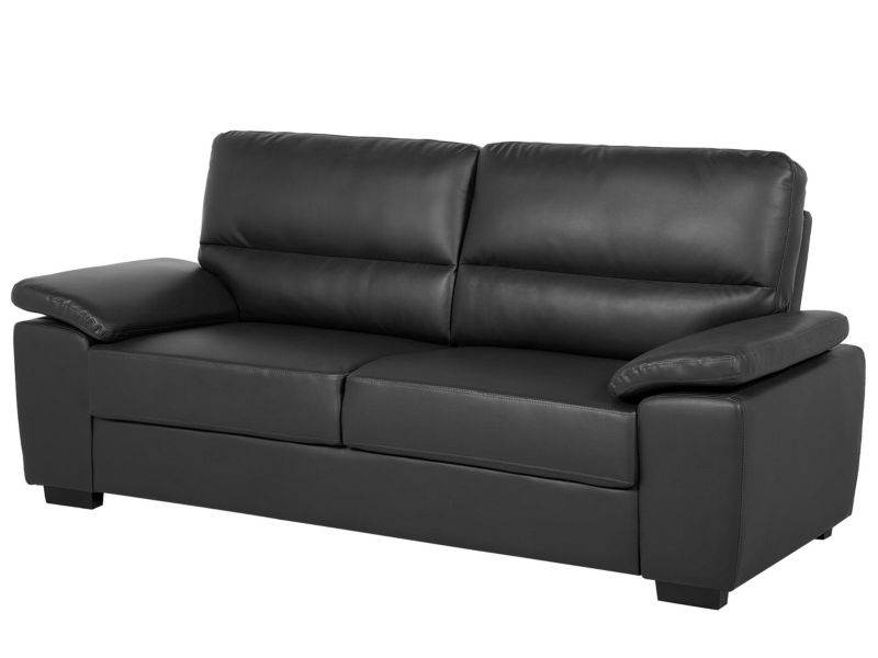 Sofa 3-osobowa ekoskóra czarna Vogar 1 szt.