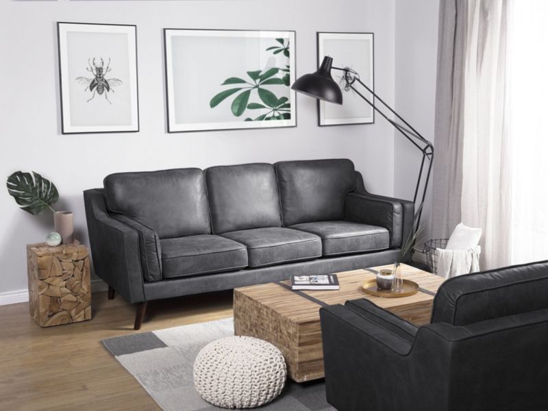 Sofa 3-osobowa ekoskóra szara Lokka 1 szt.