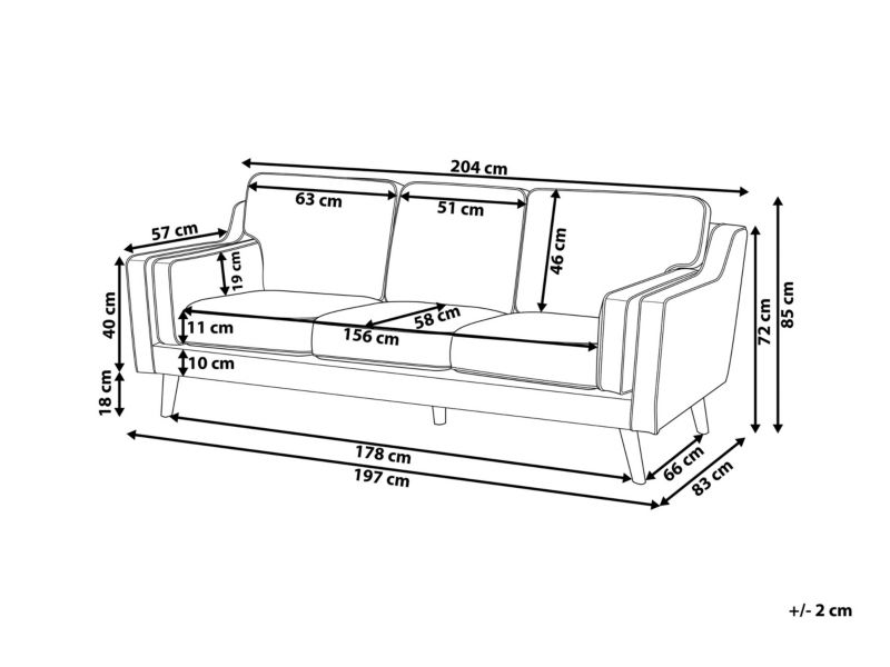 Sofa 3-osobowa ekoskóra szara Lokka 1 szt.