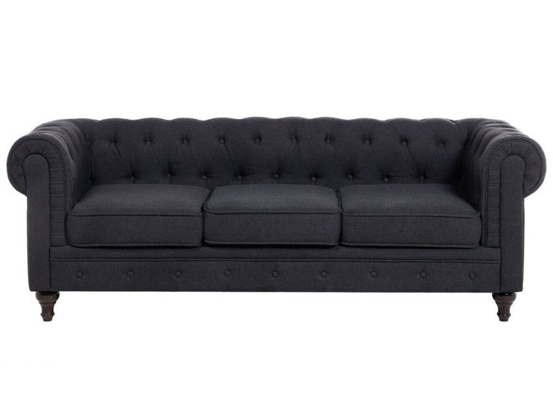 Sofa 3-osobowa grafitowa Chesterfield 1 szt.