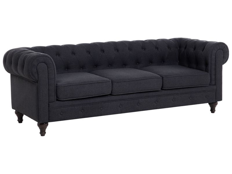 Sofa 3-osobowa grafitowa Chesterfield 1 szt.