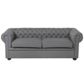 Sofa 3-osobowa skórzana szara Chesterfield 1 szt.