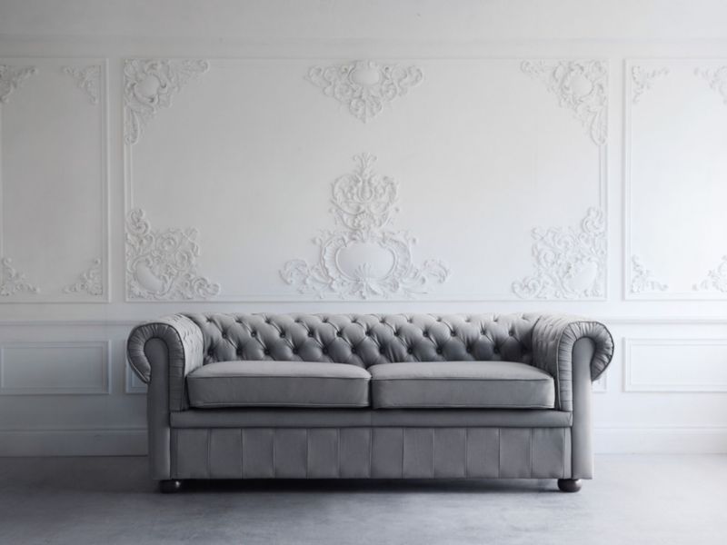 Sofa 3-osobowa skórzana szara Chesterfield 1 szt.