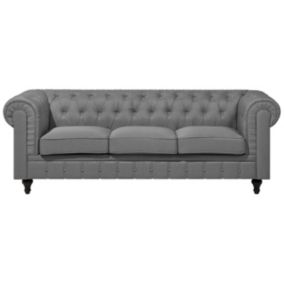 Sofa 3-osobowa szara Chesterfield duża 1 szt.