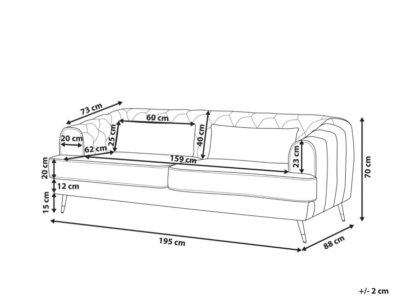 Sofa 3-osobowa welurowa bordowa Sletta 1 szt.