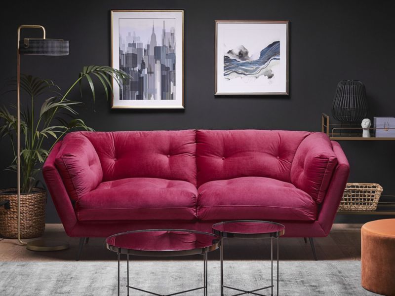 Sofa 3-osobowa welurowa burgundowa Lenvik 1 szt.