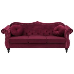 Sofa 3-osobowa welurowa burgundowa Skien 1 szt.