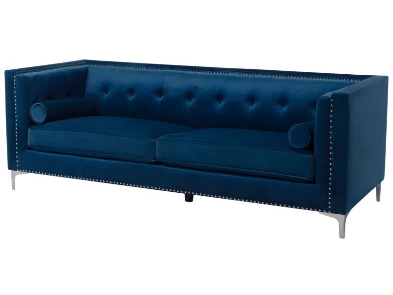 Sofa 3-osobowa welurowa ciemnoniebieska Avaldsenes 1 szt.