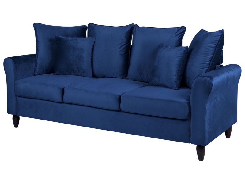 Sofa 3-osobowa welurowa ciemnoniebieska Bornholm 1 szt.